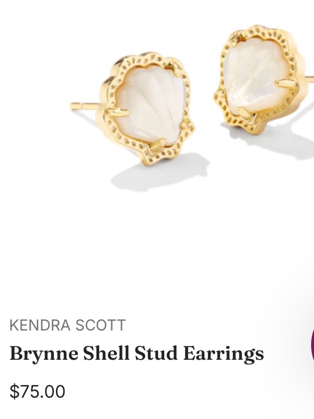Kendra Scott Gold Shell Motif Stud Earrings with Mother-of-Pearl